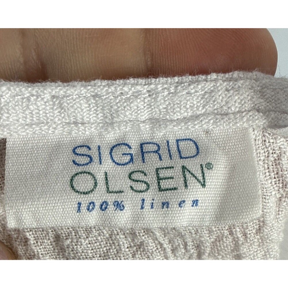 Sigrid Olsen White Crinkle Linen Tank Top Size M Medium Scoop Neck Summer - Picture 5 of 7